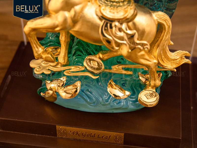 Tượng Ngựa Tuấn Mã dát vàng 24k&nbsp;18x15x12cm